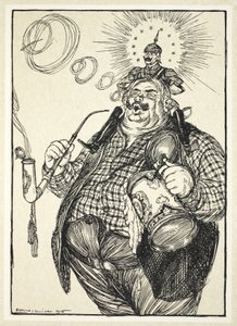 Olbrzym Michel i karzeł Wilhelm ("Karzeł uważa się za wielkiego, bo potrafi pluć z daleka"), ilustracja z The Kaiser
